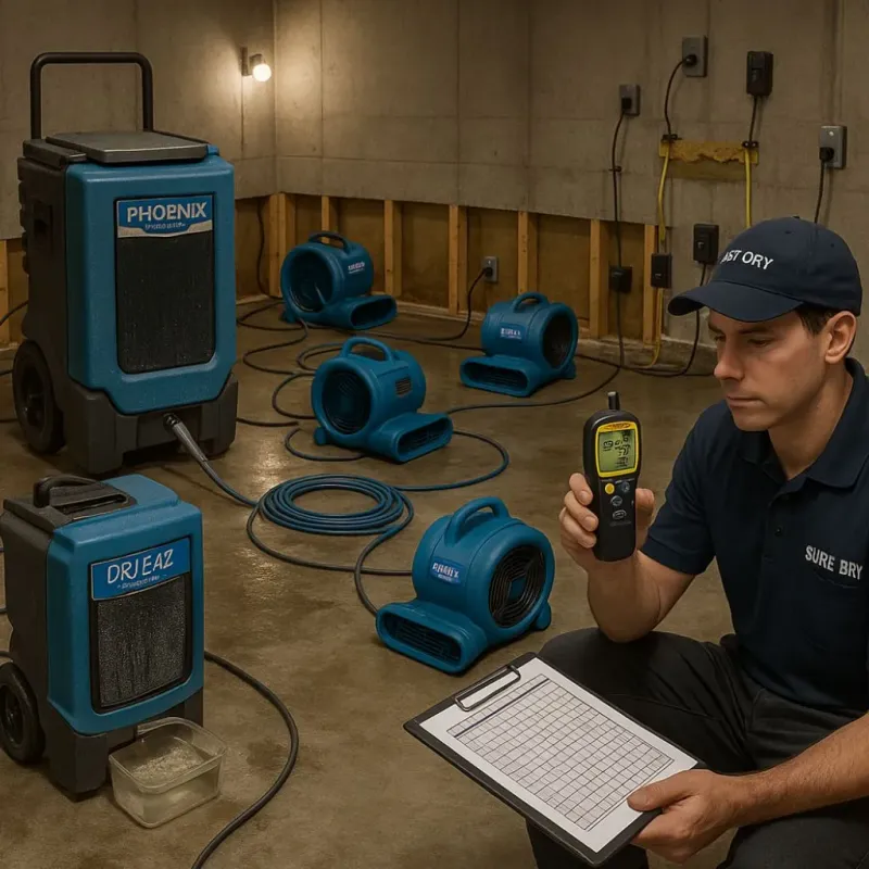 Structural Drying and Dehumidification process in Fulshear, TX